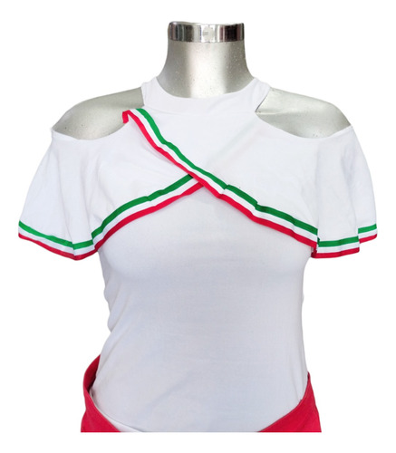 Colorida Blusa Mexicana Estilo Moderno Cruzado Patrio B998