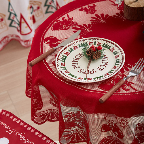 Mantel De Regalo De Navidad W, Mesa Redonda Con Temática Nav