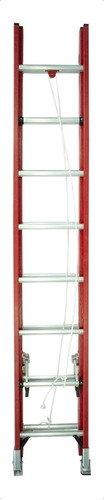 Escalera Colisa 16 Escalon Fibra De Vidrio Lh-2265 Color Rojo