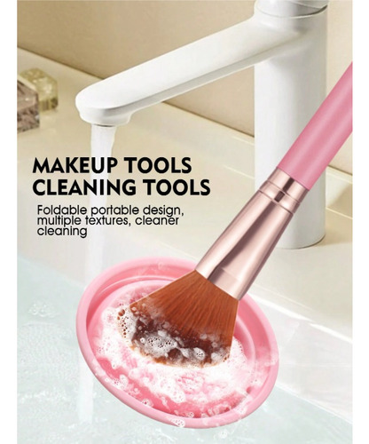 Set De 46 Pzas Brochas Esponjas Estuche Belleza Make Up Rosa