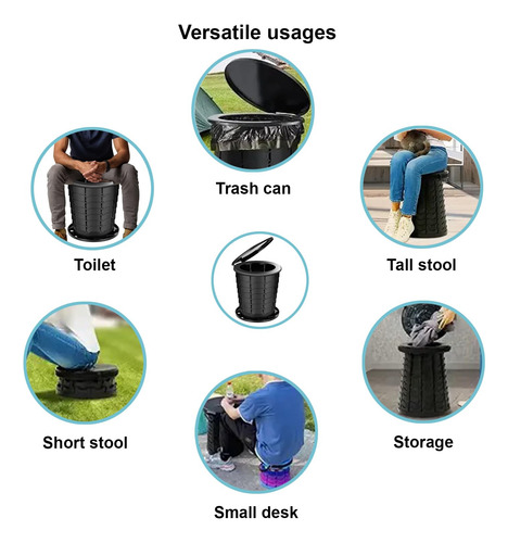 Inodoro Retráctil Para Acampar Ajustable Y Portátil