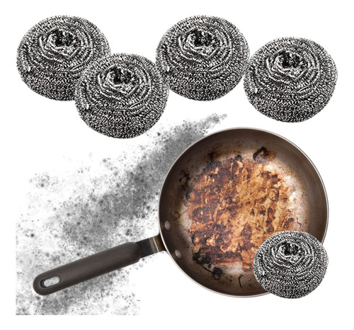 4 Fibras Metálicas Espiral Para Lavar Trastes Cocina Esponja