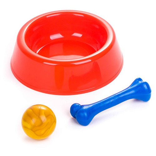 Kit Perro Grande (comedero Chico/hueso Y Pelota Plastica}