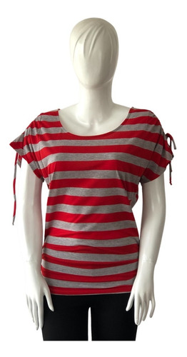 Polo Manga Corta G By Guess Talla Small Rayas Plomas Y Rojas