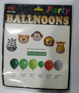 Set Globos Metálizados Y Látex Safari, Animales De La Selva.