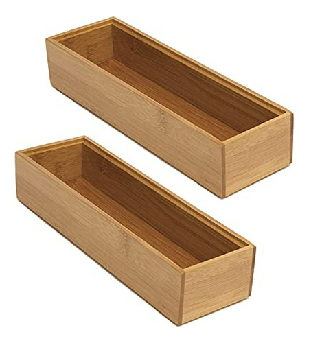 Organizador De Cajones Apilables De Bambú, 3  X 9 , Set De 2