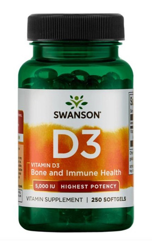 Vitamina D-3 5000 Ui, Máxima Potencia, 250 Caps Envio Gratis