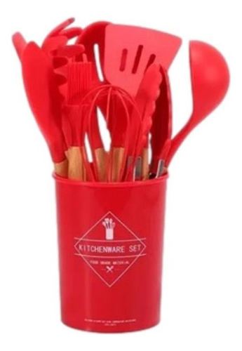 Set 10 Utensilios De Cocina Antiadherentes Silicona Y Madera