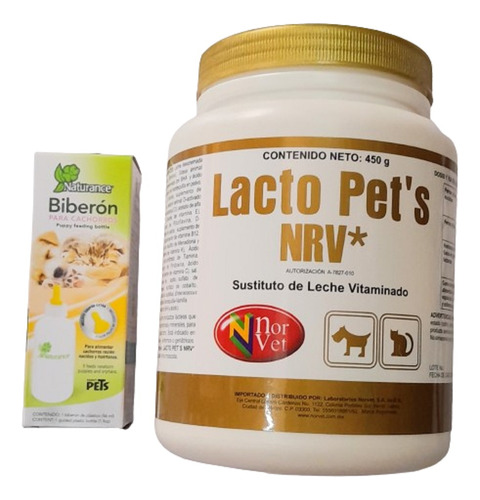 Sustituto De Leche Para Cachorros Lacto Pets 450g + Biberon