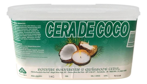 Cera De Coco Para Velas Aromaticas 100% Vegetal Vegana- 1kg