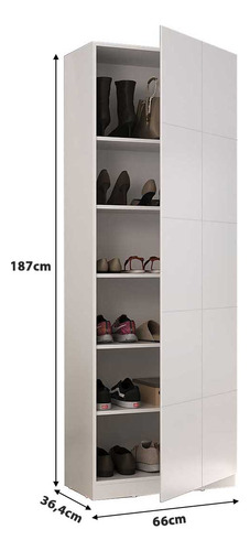 Sapateira Armário Multiuso 187cm Vertical 1 Porta 100% Mdf