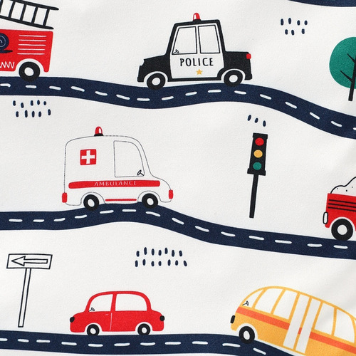 Conjunto Verano Mameluco Con Estampado Coches Para Bebé Niño Azul Oscuro 3-6 M