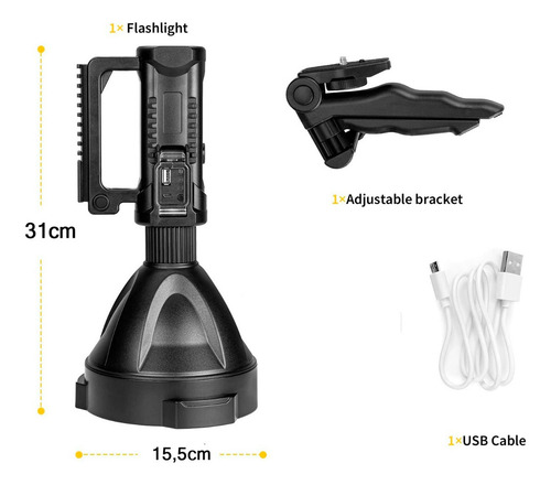 Linterna Genérica P70 Xl Pro 1000m Led Frío Negra