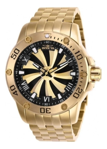 Relógio Invicta Speedway Turbine Banhado 18k 100% Original Correia Dourado Bisel Dourado Fundo Preto