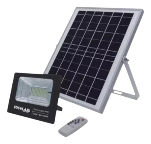 Reflector 60w Led Con Bateria + Panel Solar Soporte