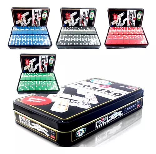 Jogo Domino Profissional Colorido 28 Peças Com Estojo Metal na