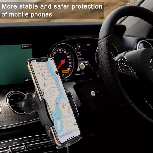 Cargador inalámbrico para coche con sensor táctil, clip retráctil  automático, carga rápida, compatible con iPhone Xs Max/XR/X/8/8Plus,  Samsung