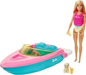 Muñeca Barbie Y Juego De Bote Con Cachorro Mascota, Chaleco