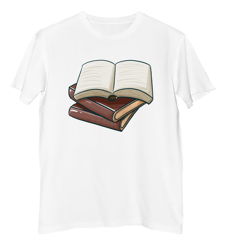 Remera Hombre Libros Pila Abierta Marron Literatura