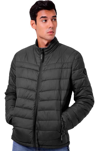 Jaqueta Replay Masculina Nylon Matelassê Preta