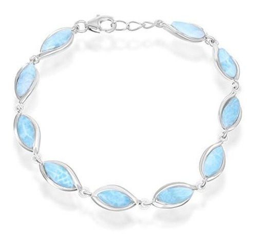 Pulsera De Larimar En Plata De Ley 925