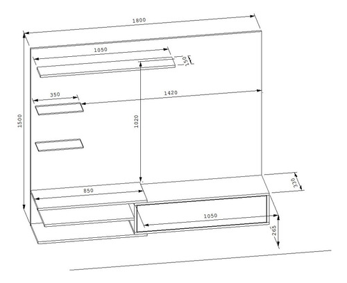 Imagen 3 de 4 de Mueble Tv Rack Panel Minimalista 1115