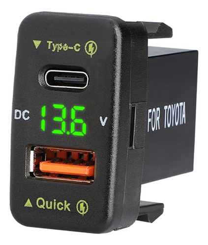 Carregador De Carro Tomada De Telefone 36w Luz Verde 40x22mm