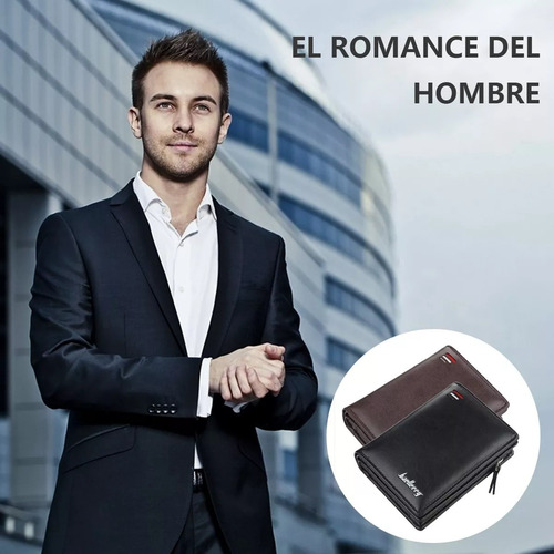 Cartera Baellerry De Cuero Con Monedero Cierre Para Hombre