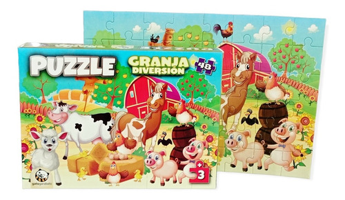 Rompecabezas Puzzle De 48 Piezas Granja Diversión Cartón