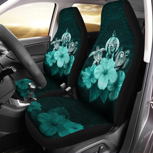 Bulopur Sea Turtle Hibiscus Flowers Printed Seat Cover Sets