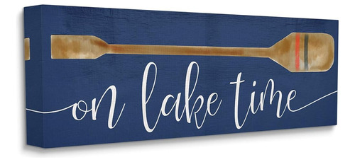 Stupell Industries On Lake Time Phrase Boat Oar Over Blue Ca