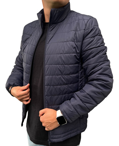 Chaqueta Hombre Impermeable Térmica Tipo Invierno Azul Oscuro