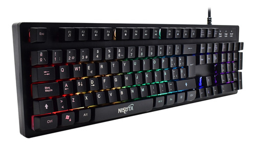 Imagen 2 de 4 de Teclado gamer Nisuta Teclado Gaming QWERTY español España color negro con luz RGB