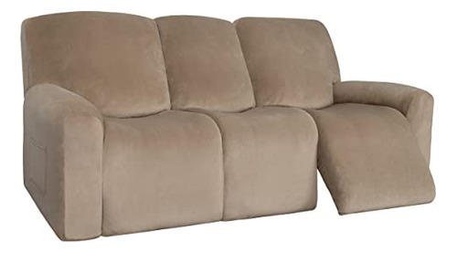 8 Pieces Velvet Recliner Sofa Cover Stretch Reclining S...