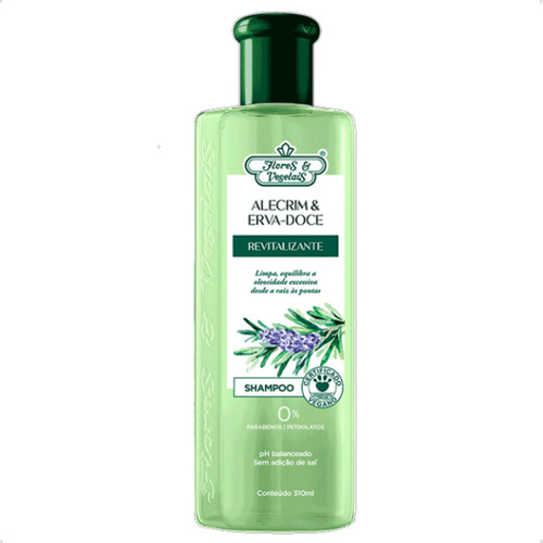 1 Shampoo Flores E Vegetais Alecrim E Erva Doce 310ml Vegano