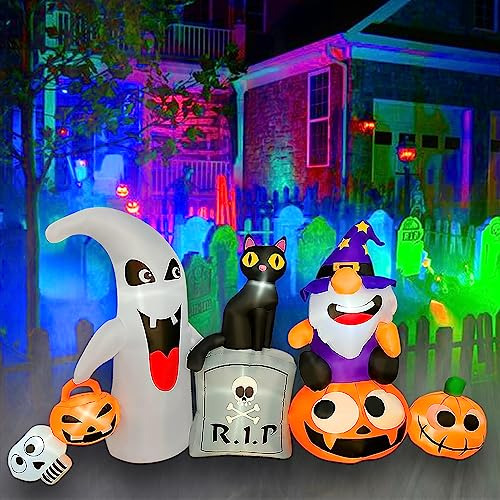 Seasonblow 8 Ft Halloween Fantasma Inflable Con Gato Ghm9t