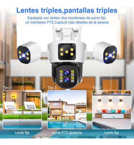 16MP Cámaras De Seguridad Ojo® Cuatro Lentes Zoom 10x 1440p Con Función De Alarma Rotación Ajustable Del Brazo