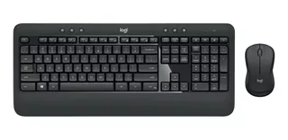 Kit de teclado y mouse inalámbrico Logitech MK540 Español Latinoamérica de color negro