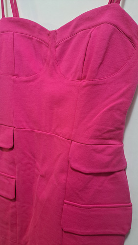 Vestido Tipo Corset, Fucsia Con Manguitas A Parte. Talle Xl
