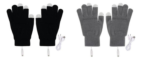 2x Guantes Con Calefacción Usb Tejido De Dedo Completo Para