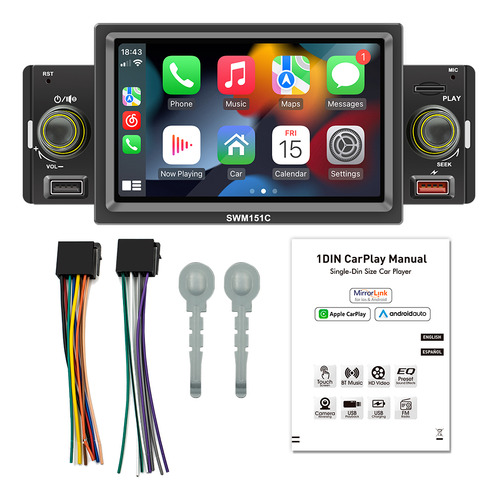 Receptor Mp5 Android Con Reproductor Carplay Usb Car Fm