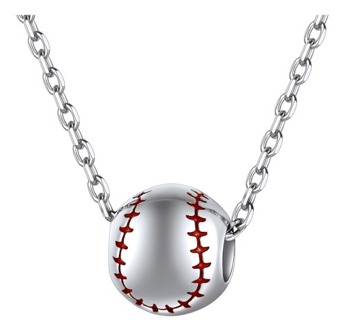 Collar Colgante De Béisbol Cruz De Plata 925 Para Mujer