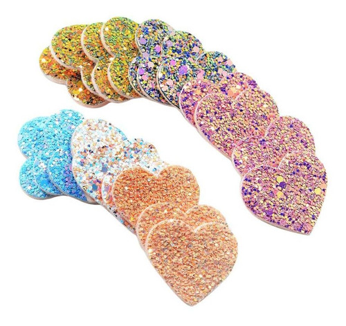 20 Peças Misto Glitter Lantejoulas Coração Sentiu