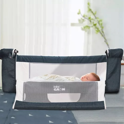 Kit Cuna De Bebe Para Cama Con Corral Y Ruedas Colecho Gris + Monitor De  Audio Para Bebe Azul Gaon KitCunaCama