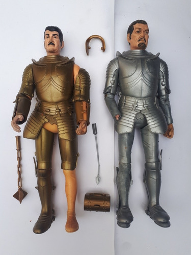 2 Figuras Caballeros Medievales Louis Marx  Accesorios 70s