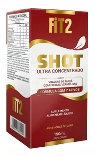 Suplemento em líquido Fit2 Shot Ultra Concentrado carboidratos Shot Ultra Concentrado sabor frutas vermelhas em caixa de 150mL