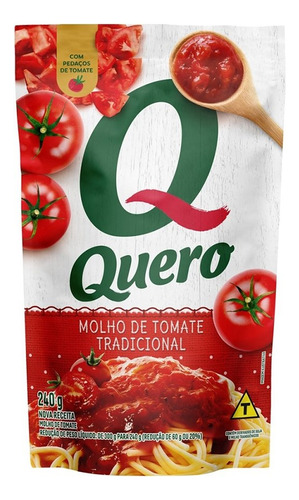 Molho De Tomate Quero Tradicional Sachê 240g - Embalagem Com