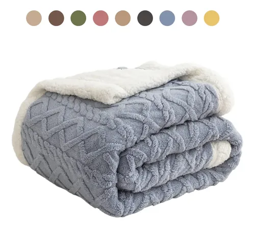 Cobertor Casal King Size Flannel Sherpa Relevo Macio
