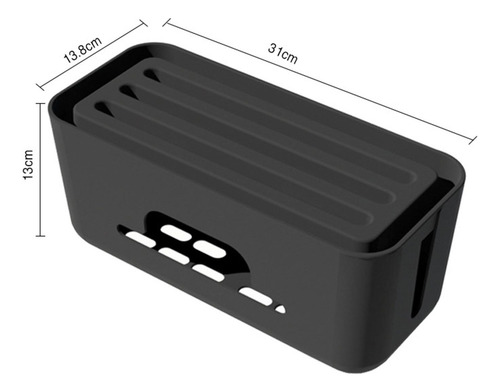 Cable Management Box Protector Large Hide Power Strips Negro