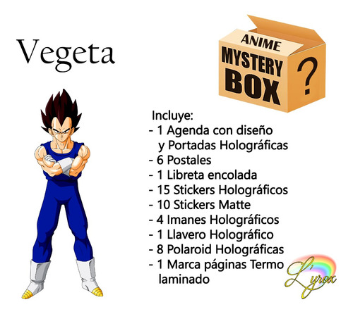 Vegeta Caja Misteriosa Mystery Box Anime Dragon Ball Agenda